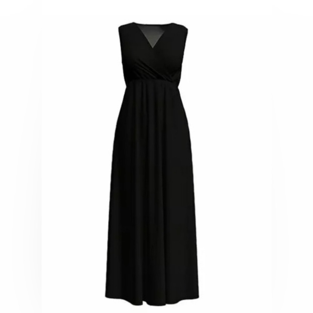 Bella Flore Black Surplice Maxi Dress, Small